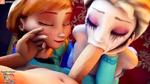 Deep Throat Blowjob With Princesses From The Cartoon Frozen