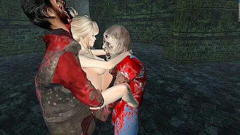 Human Female And 3 Zombies
