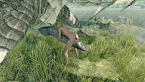Skyrim Woman Helps Dragon Cum